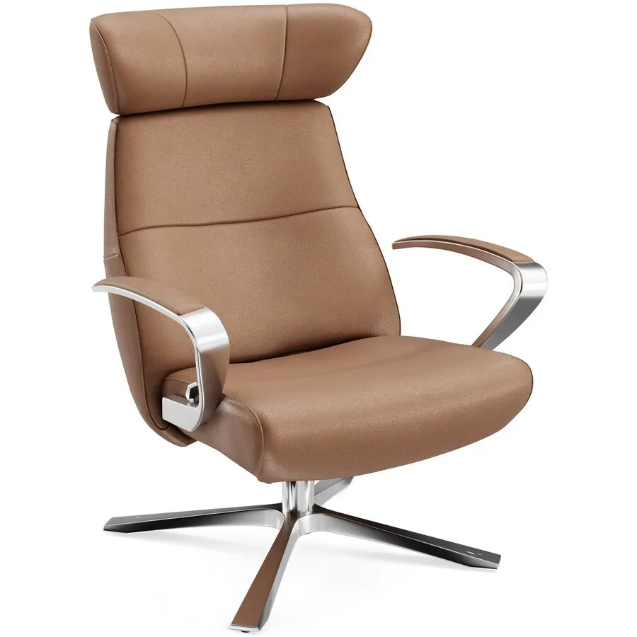 Conform Sessel Enno Hellbraun, Silber Leder, Aluminium T 163 B 81 H 99 cm - Möbel Konfigurator: Traummöbel individuell zusammenstellen