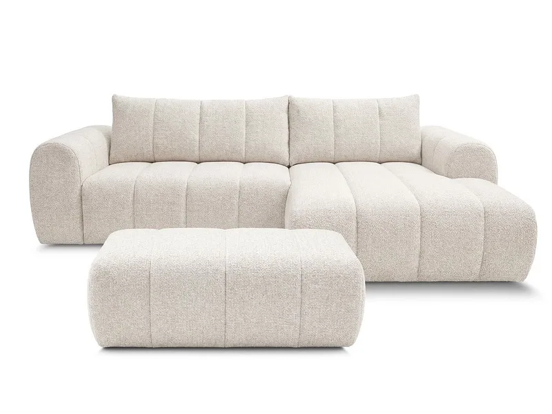 Ecksofa mit Hocker BOBOCHIC NESTY Stoff chiniert beige