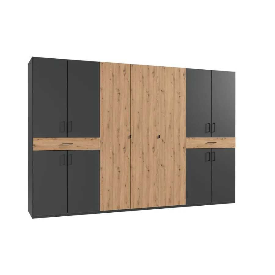 Kleiderschrank Tiby graphit/Eiche Nachbildung Holzwerkstoff B 313 cm