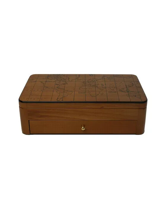 World Map Jewellery Box Brown L