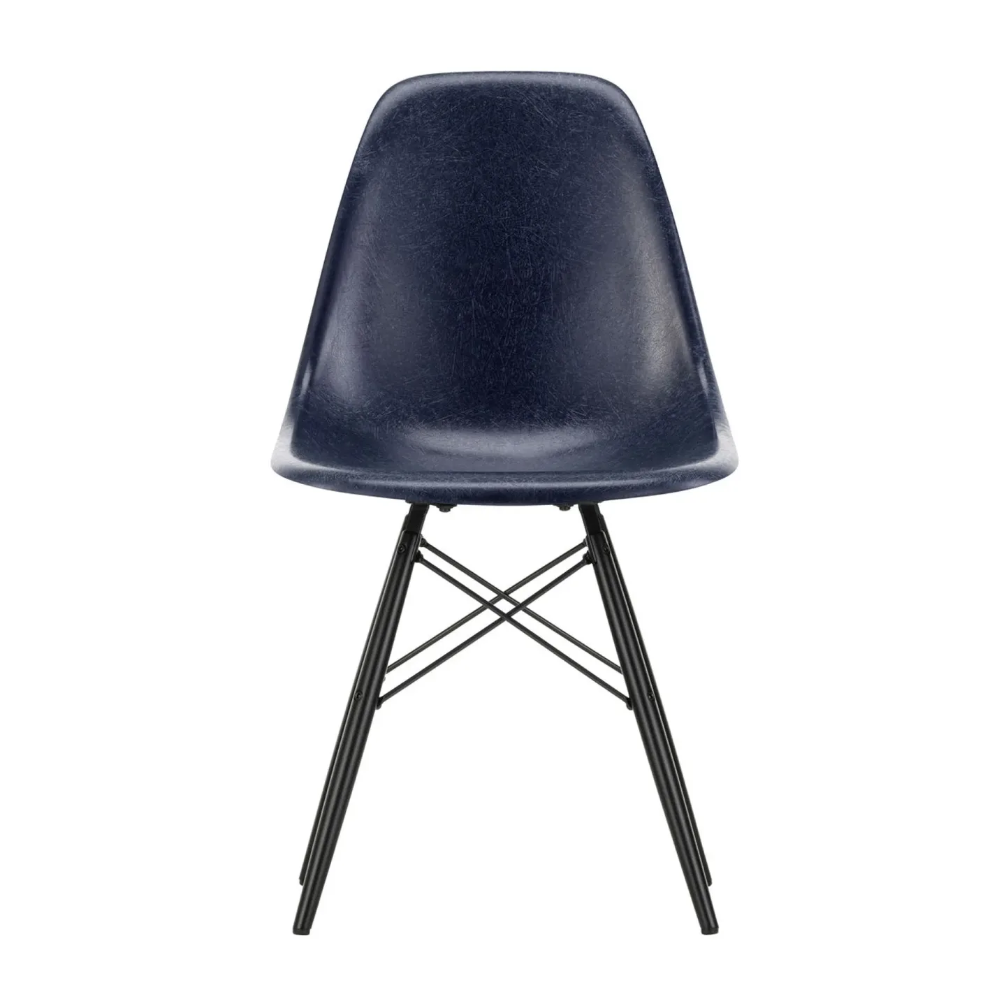 Vitra Eames Fiberglass Chairs DSW stol Navy blue-svartbetsade lönnben