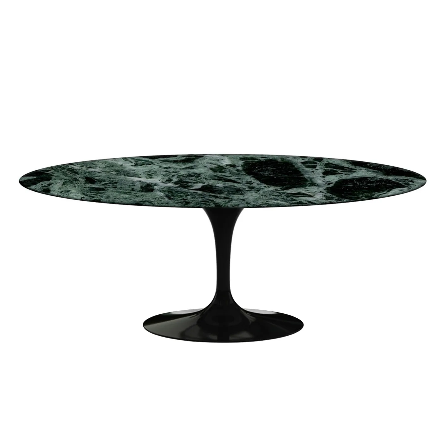 Knoll - Saarinen Oval Table - Matbord, 198 x 121 cm, Svart underrede, skiva i matt grön Alpi marmor - Matbord - Eero Saarinen - Grön - Metall/Sten