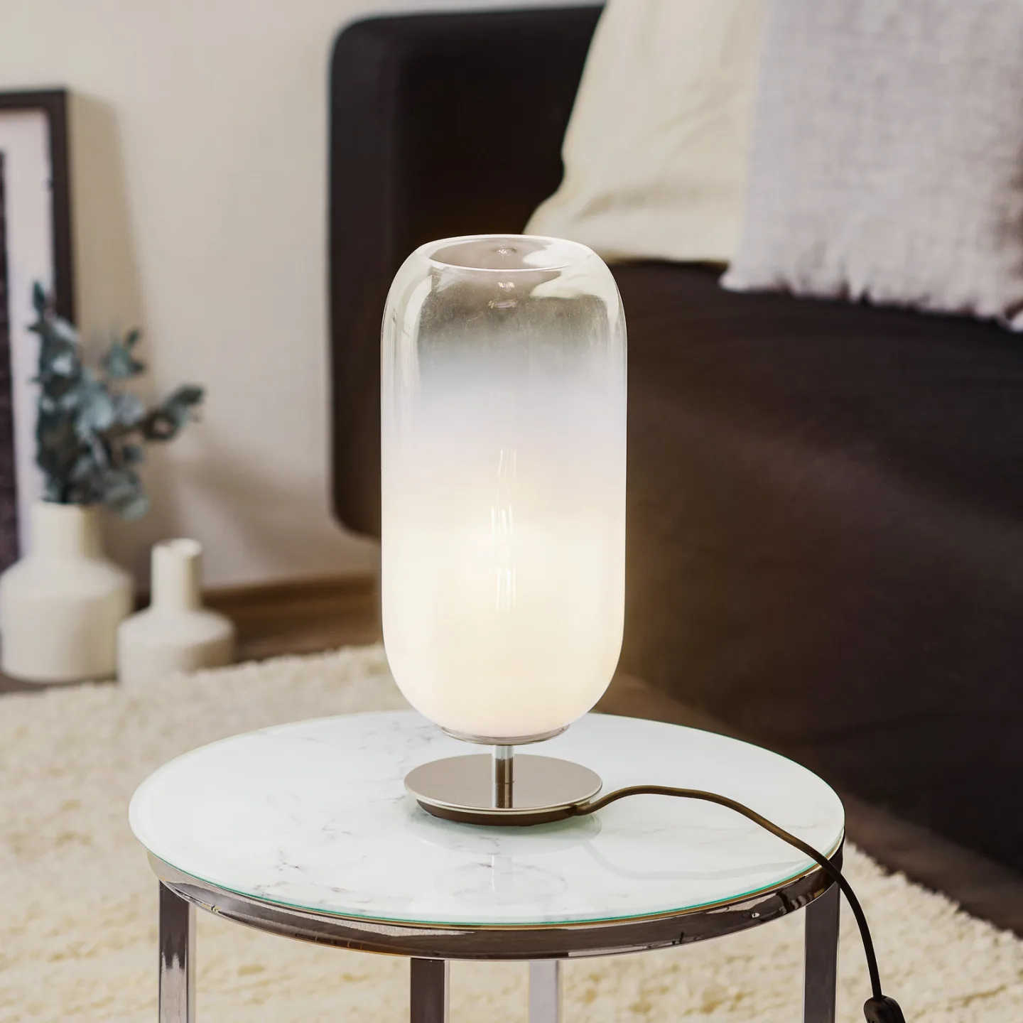 Gople Mini Tischleuchte White - Artemide - Wohnzimmer - Design - Glas - Mit Schirm