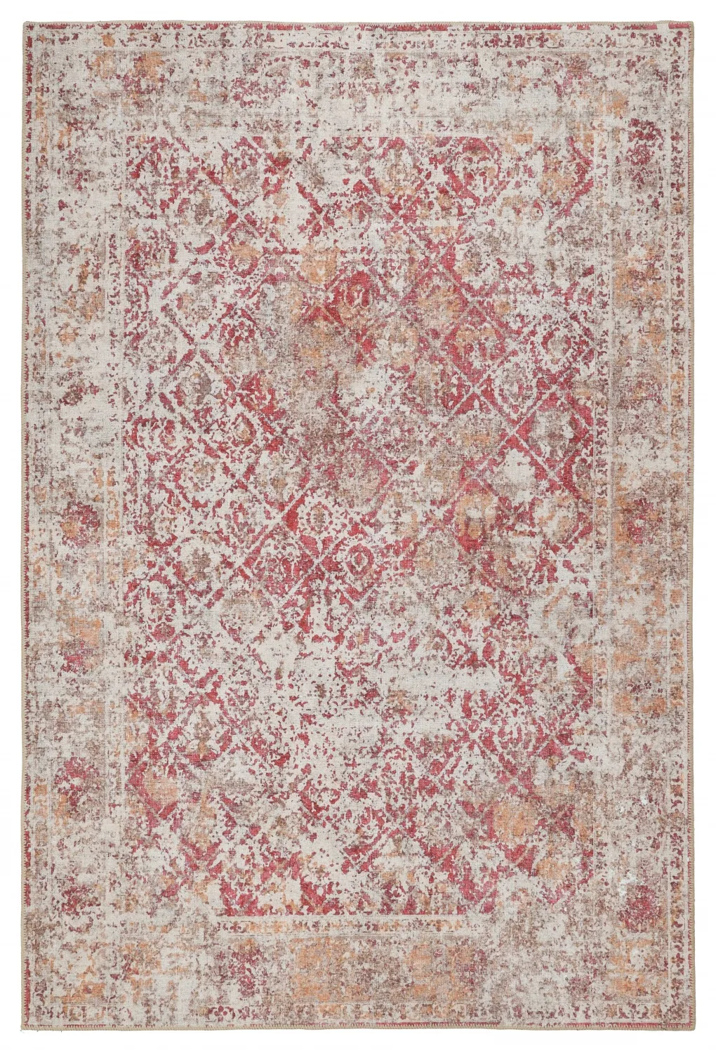 Flatvevd teppe - Douz (rød/beige) (Størrelse: 150 x 230 cm)