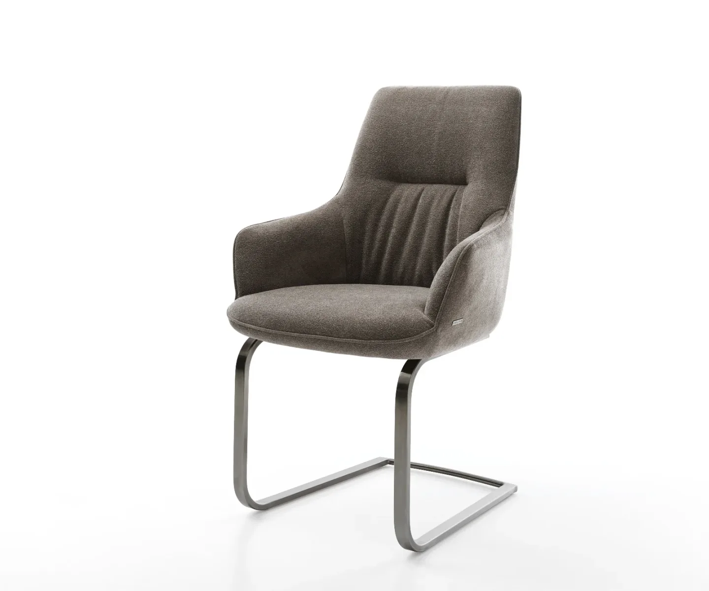Freischwinger Zelia-Flex mit Armlehnen Strukturstoff Soft Taupe Freischwinger flach Graphit Taschenfederkern