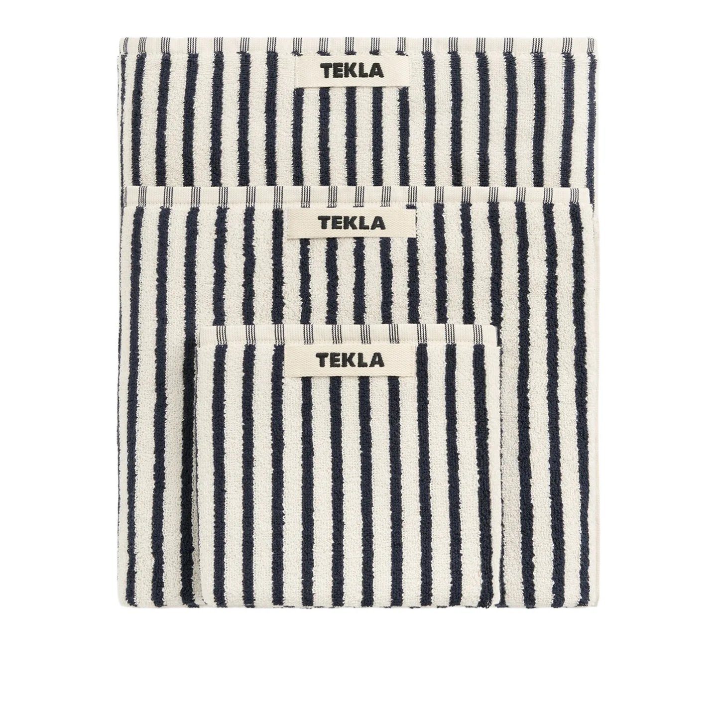 Tekla - Terry Towel, Sailor Stripes, 50X90 - Handdukar och badlakan - Svart - Bomull