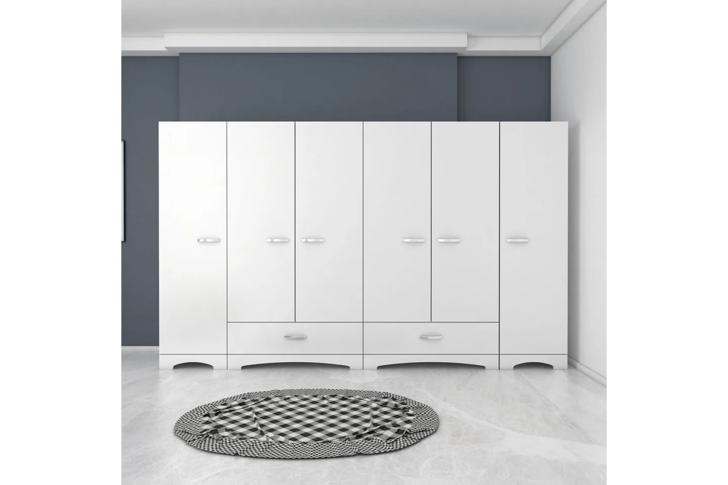 Jaitun Garderob 243x181 cm Vit - Hanah Home