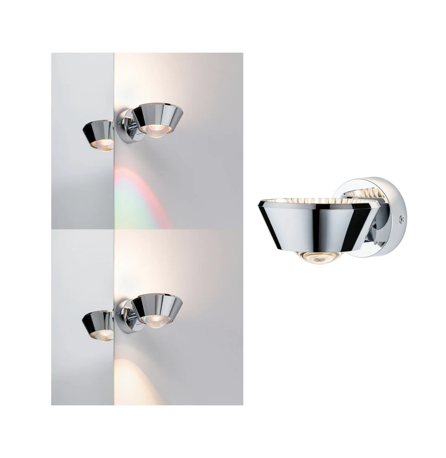 Sabik LED Wandleuchte IP44 Chrom - Paulmann - Wohnzimmer - Modern - Kunststoff - Mehrflammig