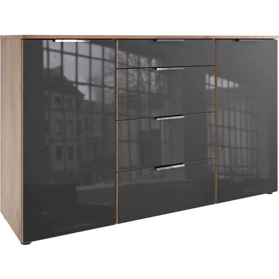 Kommode Sanko Plankeneiche/graphit Holzwerkstoff B 135 H 84 cm