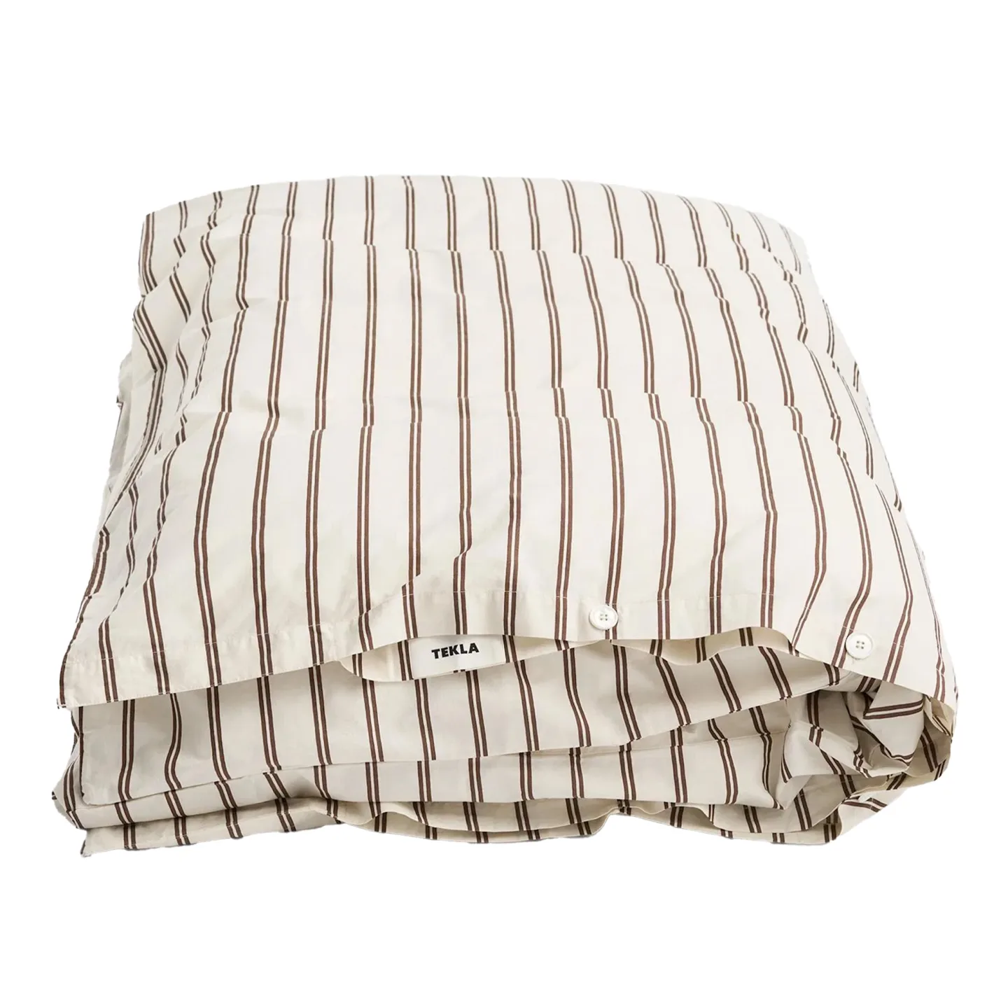 Tekla - Percale stripes duvet cover single 150x210cm hopper stripes - Påslakan - Brun,Vit