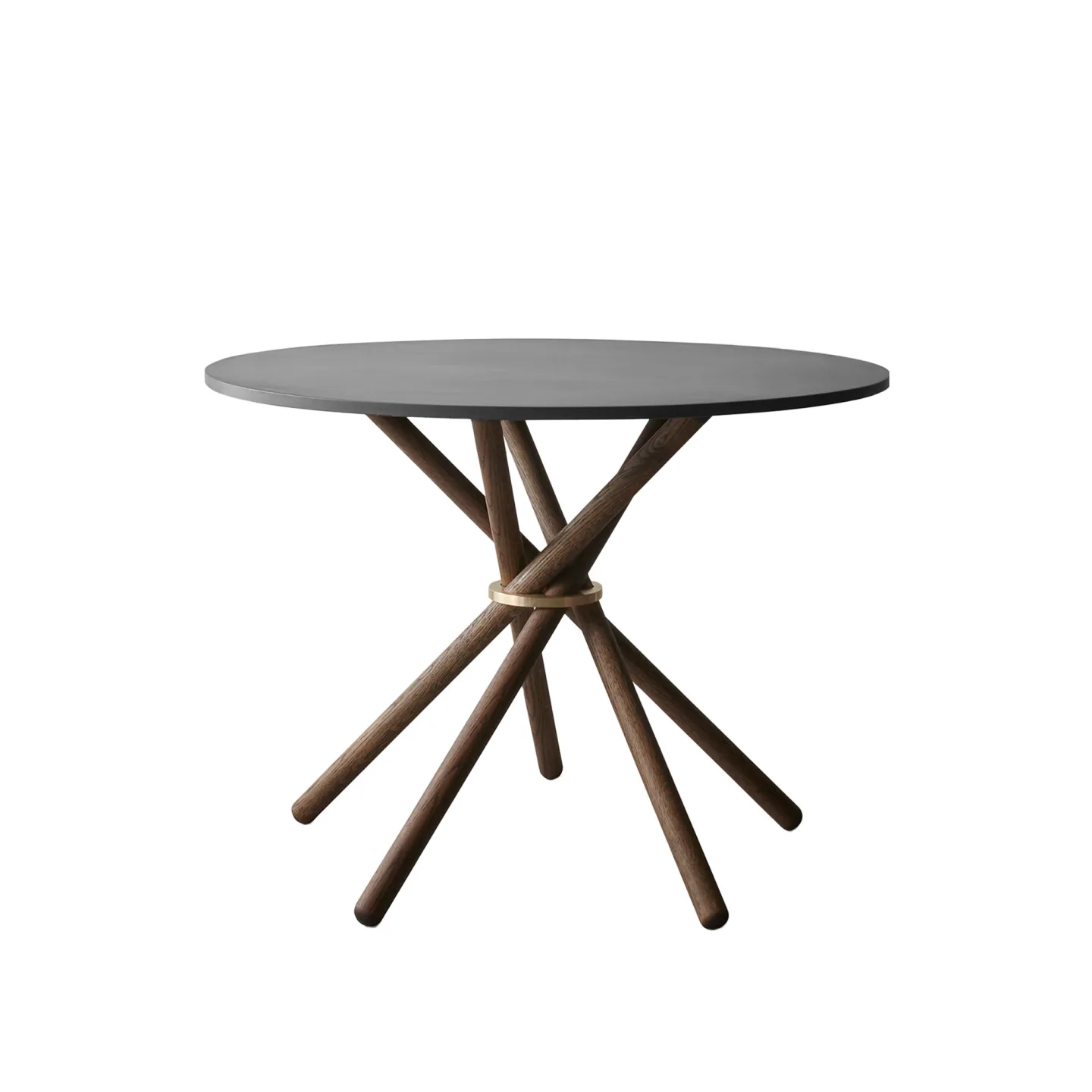 Eberhart Furniture - Hector 105 Dining Table / Concrete Dark / Oak Dark / Brass - Matbord - Svart - Metall/Trä/Sten