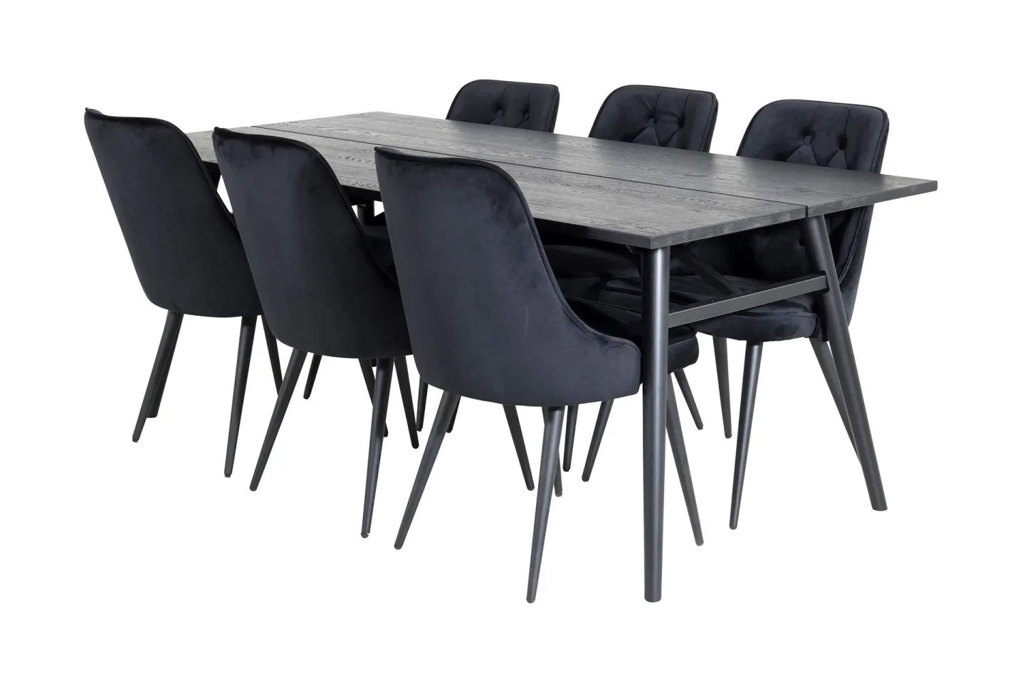 Zenazmi Matgrupp 195 cm inkl 6 Valera Lyx Sammetsstolar - Svart