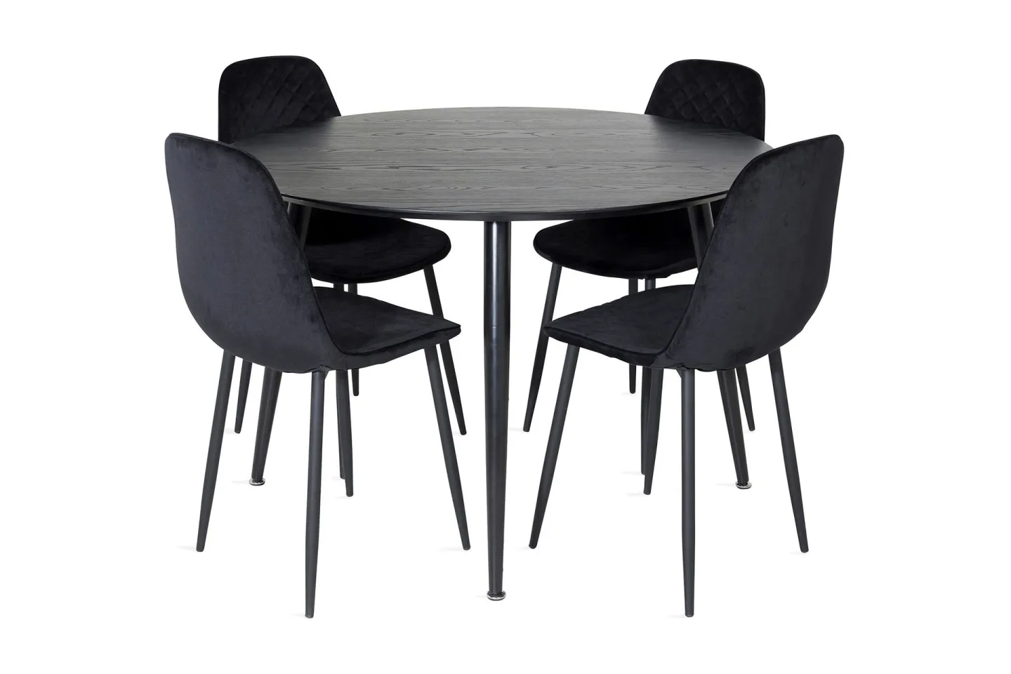 Balisa Matgrupp 115 cm Rund inkl 4 Ypas Stolar - Svart