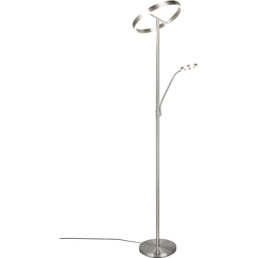 Stehlampe Darius Silber Metall 40 cm 180 cm - Farbe: Nickel matt - LED - Lichtfarbe: Extra warmweiss - Helles Neutralweiss - Stehlampe- LED