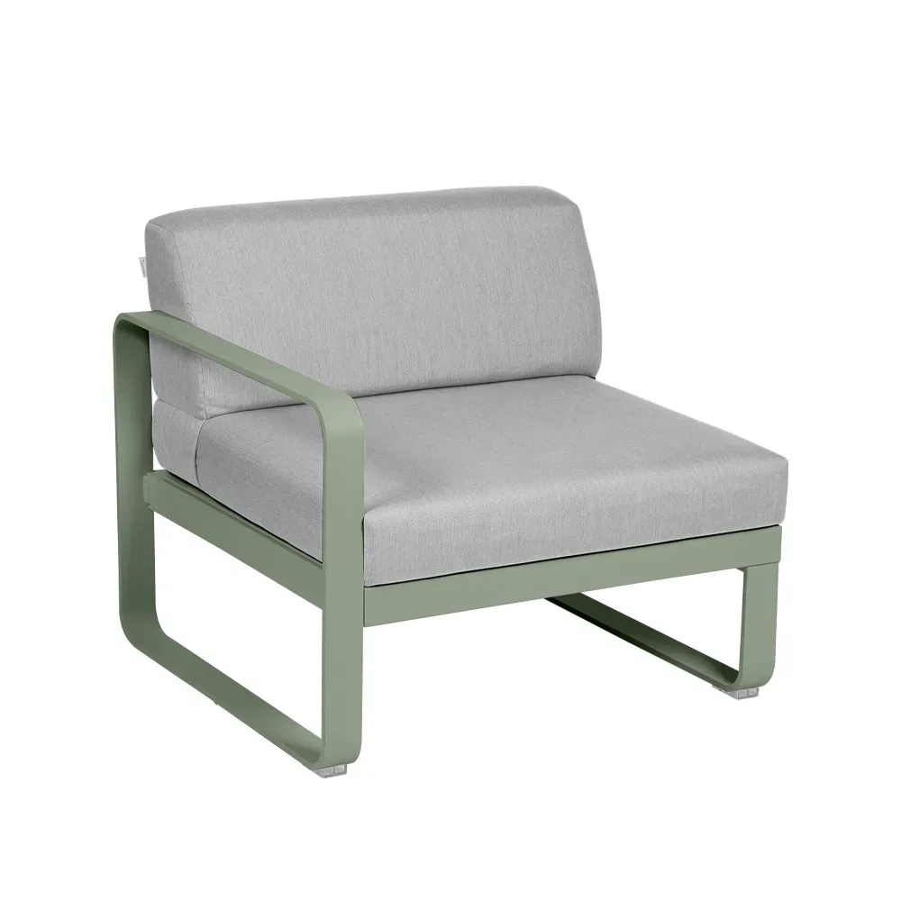 Fermob Bellevie Left modulsoffa Cactus (grön), flannel grey dyna, 1-sits