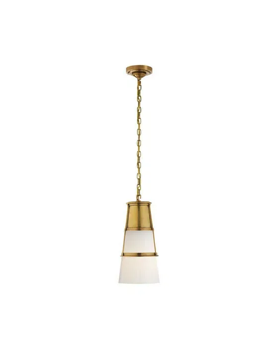 Robinson Pendant Antique Brass/White Glass M
