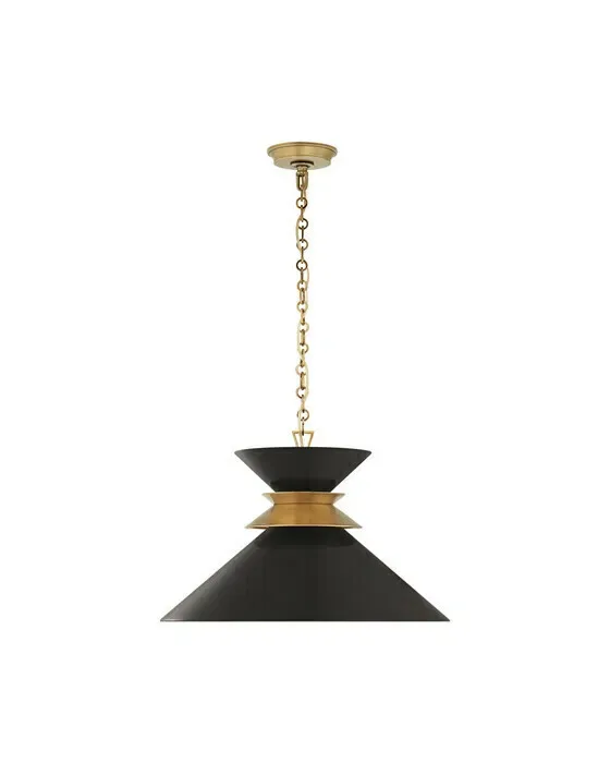 Alborg Large Stacked Pendant Antique- Burnished Brass/Black Shade