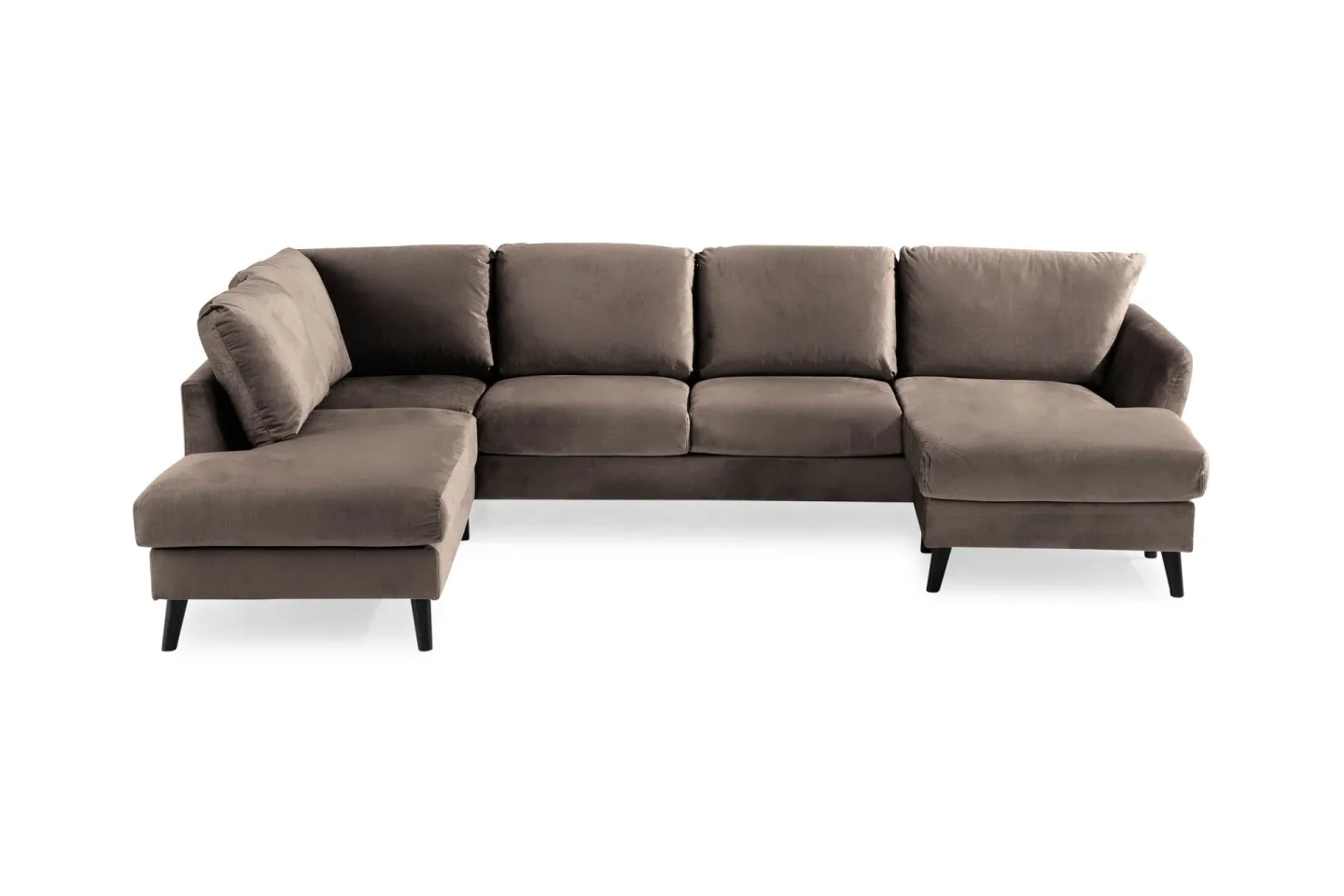 Trend 4-sits Vänstervänd U-formad Soffa med Divan och Schäslong i Sammet - Brun