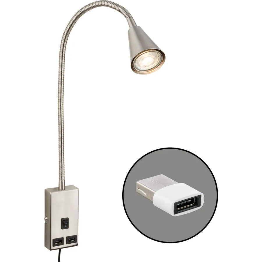 Wandlampe Justra Grau Metall 6 cm 42.5 cm - Farbe: Nickel matt