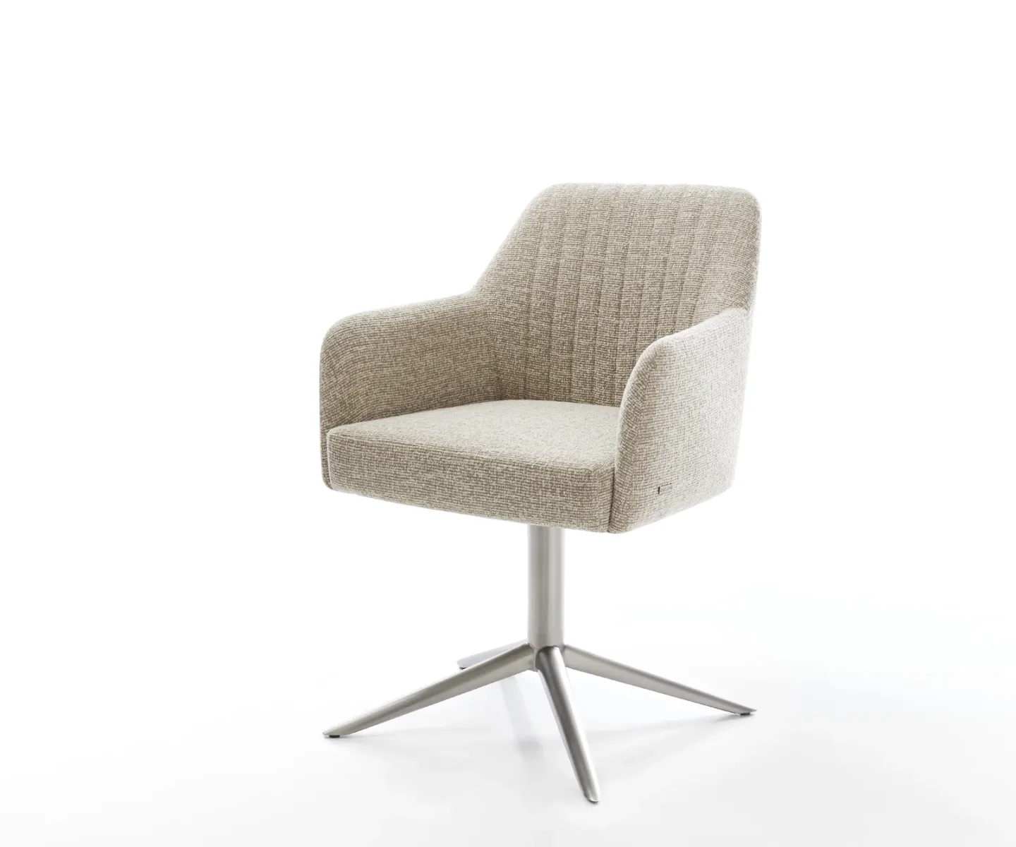 Drehstuhl Greg-Flex Webstoff Soft Beige Fußkreuz Edelstahl 360° drehbar Wippfunktion Taschenfederkern
