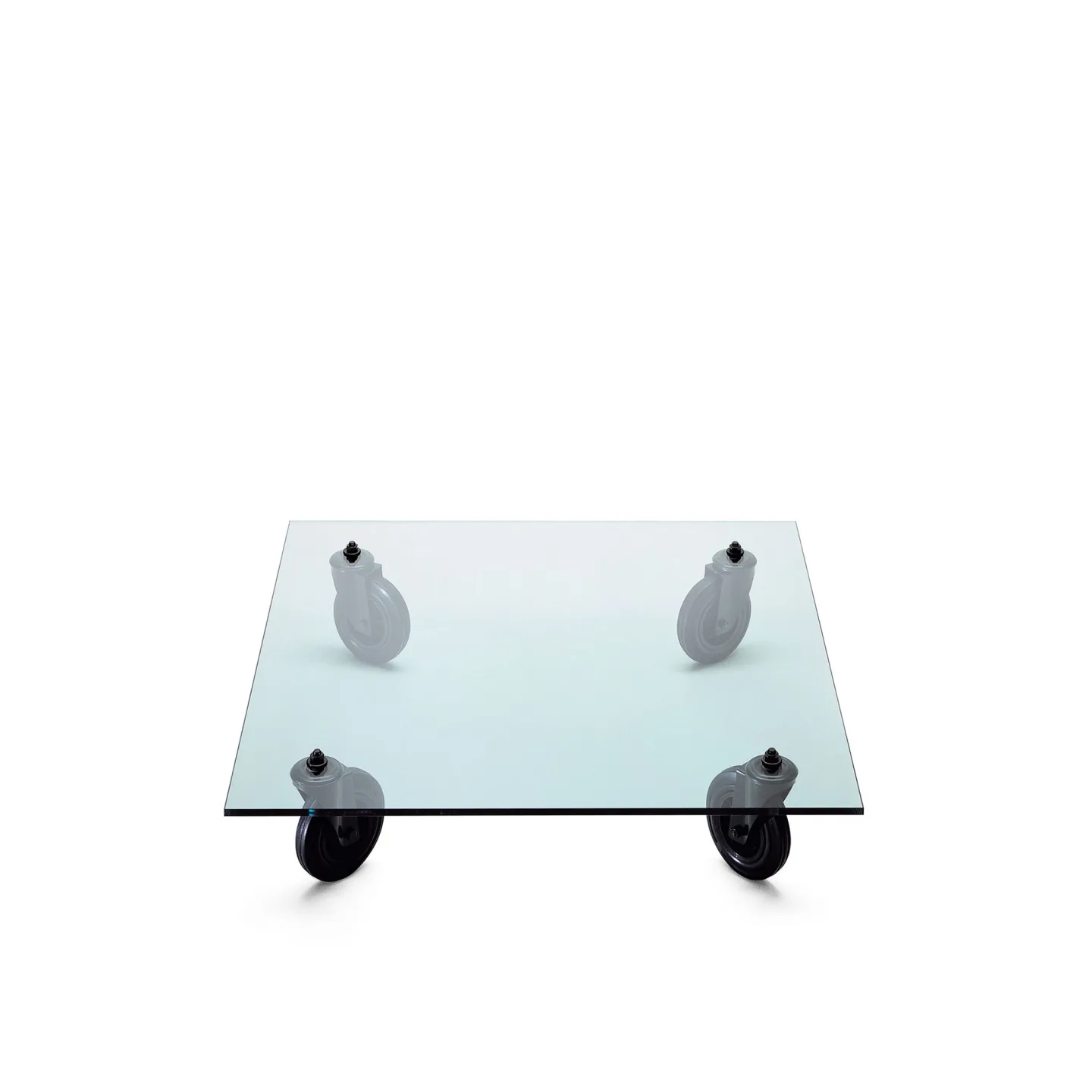 FontanaArte - Tavolo Con Ruote 120x120 cm - Soffbord - Gae Aulenti - Transparent - Glas/Plast