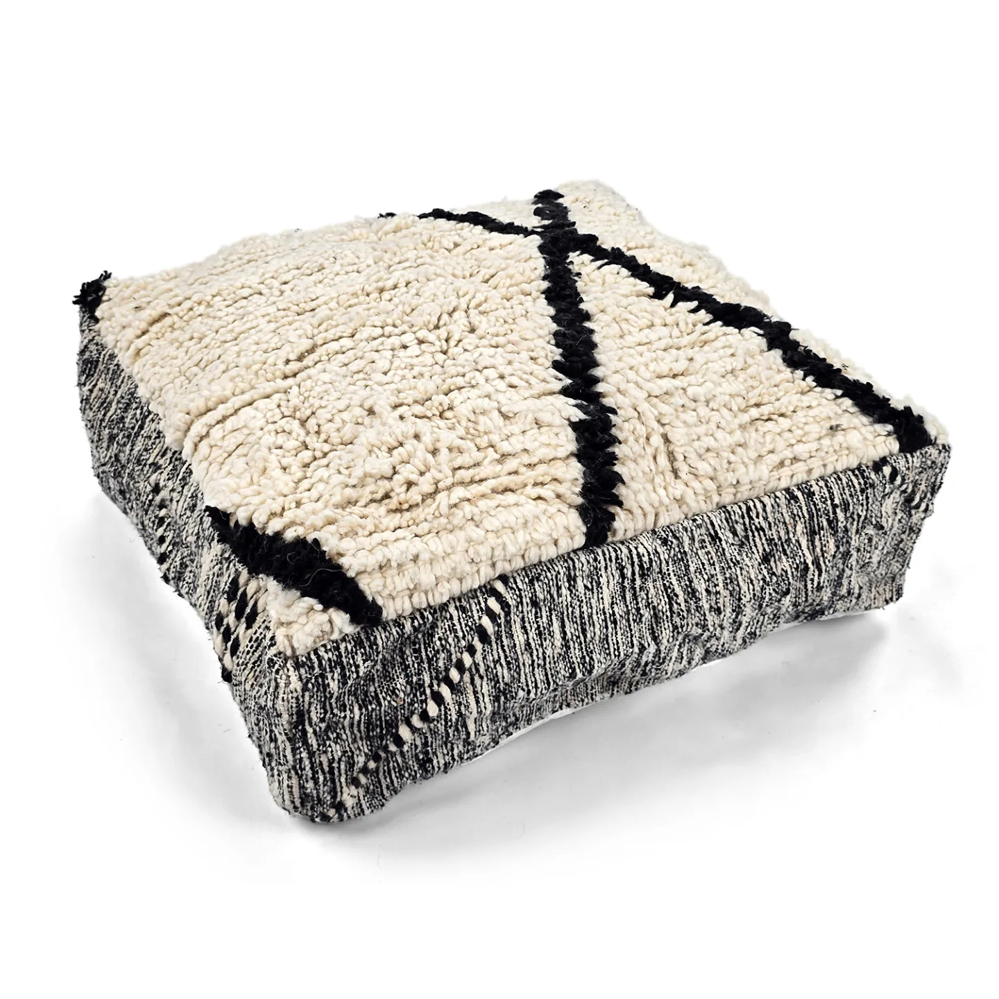 Sittepuff - Marokkansk Beni Ourain 017 (Størrelse: 60 x 60 cm)