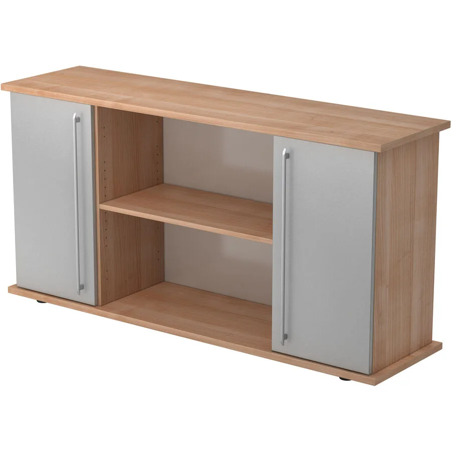 Sideboard Office Silber, Nussbaum Holzwerkstoff B 166.1 H 84 cm