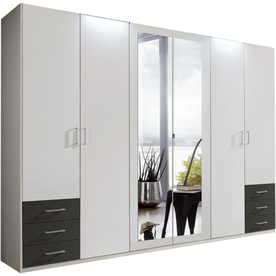 Kleiderschrank Foley Weiss/graphit Holzwerkstoff B 270 cm