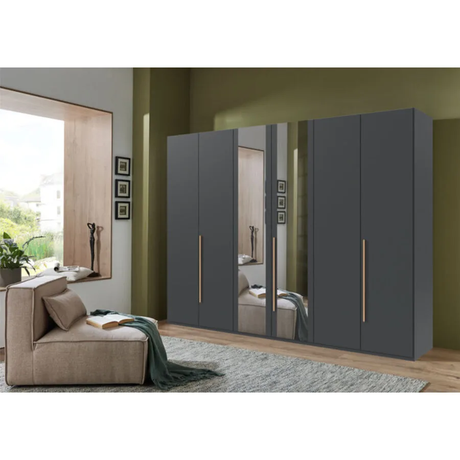 Kleiderschrank Annie Grafit - Griffe Artisan-Eiche-Nachbildung Mischholz B 270 cm