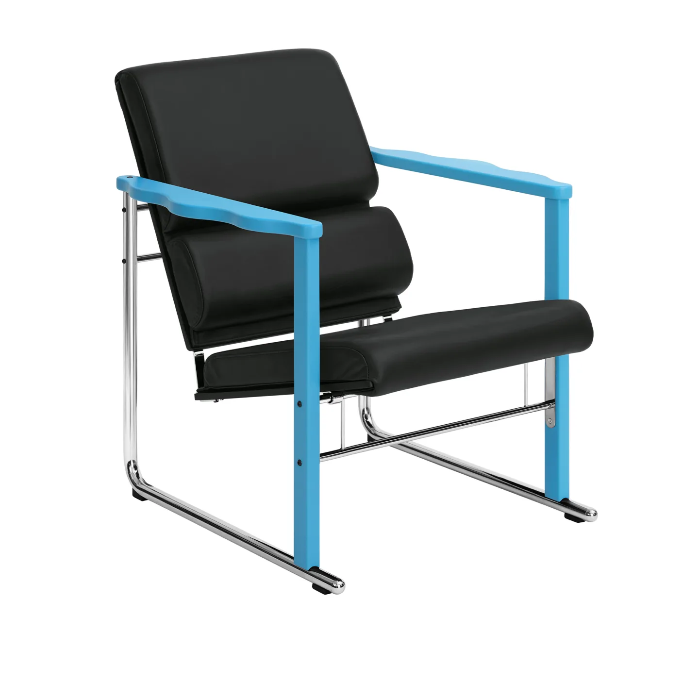 HEM - Experiment Lounge Chair 502, Blue/Black Leather - Fåtöljer - Flerfärgad - Metall/Trä/Skum