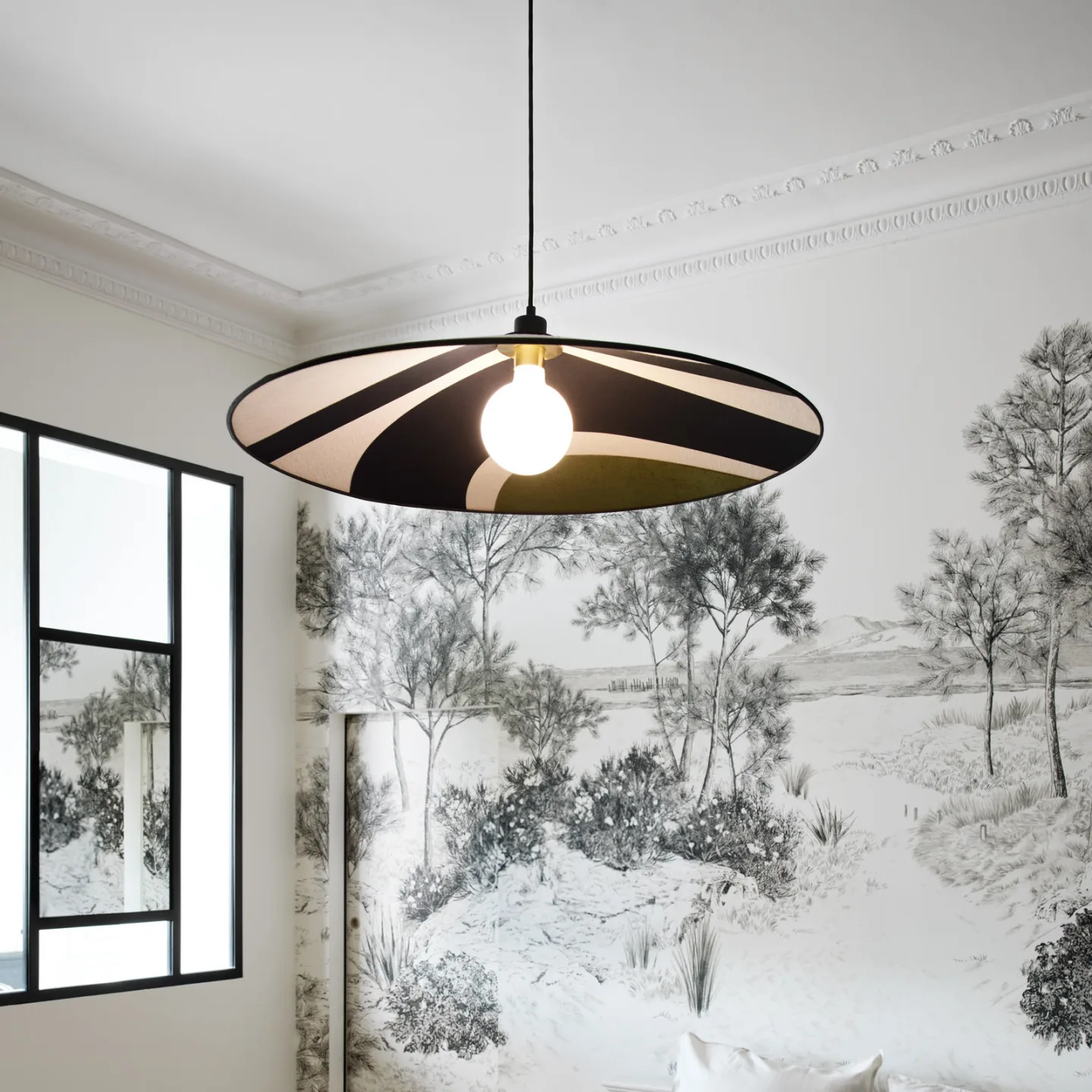 Sonia Laudet hänglampa Ø 60 cm björk - MARKET SET - Vardagsrum - Design - Tyg / textil - Med en ljuskälla