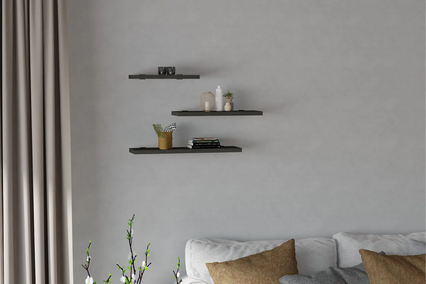 Cordin Vägghylla 2x30 cm 3-pack - Antracit
