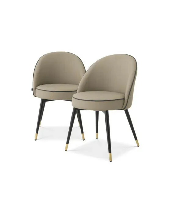 Cooper Dining Chair Faux Leather Beige Set of 2