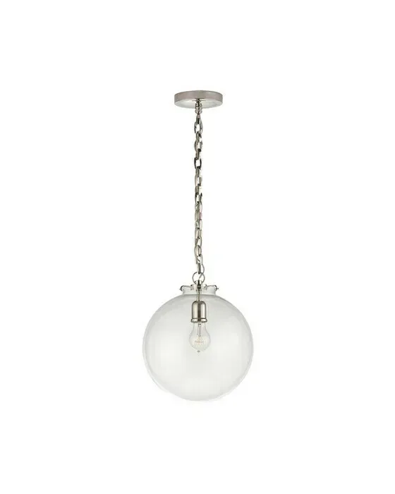 Katie Globe Pendant Polished Nickel/Clear
