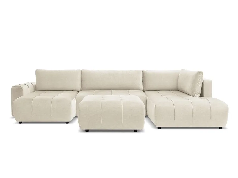 Panorama-Ecksofa mit Hocker BOBOCHIC ARSENE Samt beige