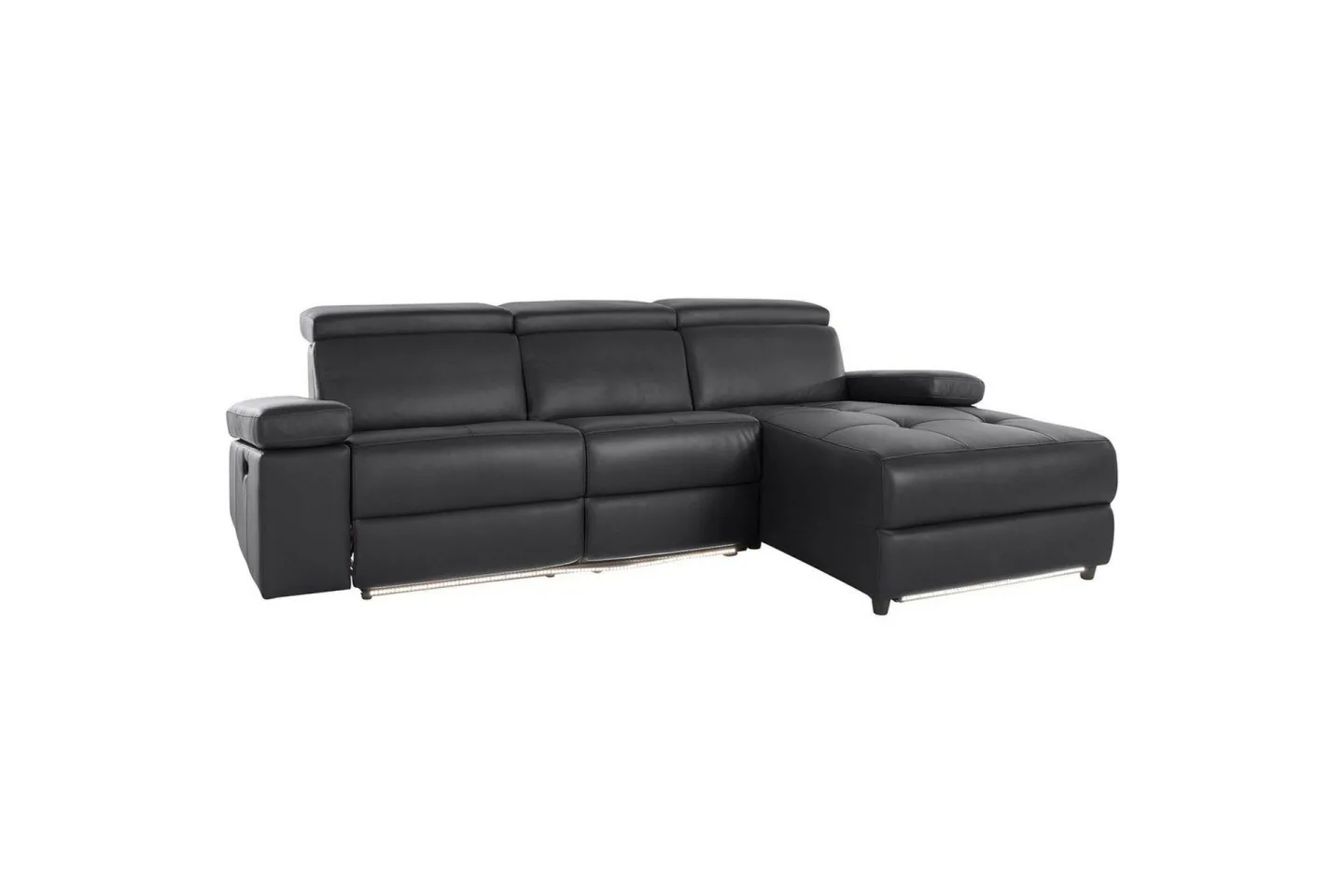 Hörnsoffa 3-sits Rayland Svart, Läder/PU, Höger manuell vilstol - Svart, Läder/PU, Höger manuell vilstol