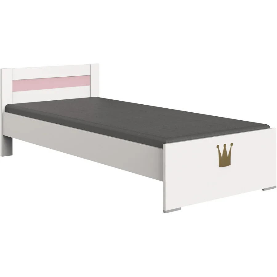 Bett Cindra Weiss, Rosé Holzwerkstoff 90 x 200 cm