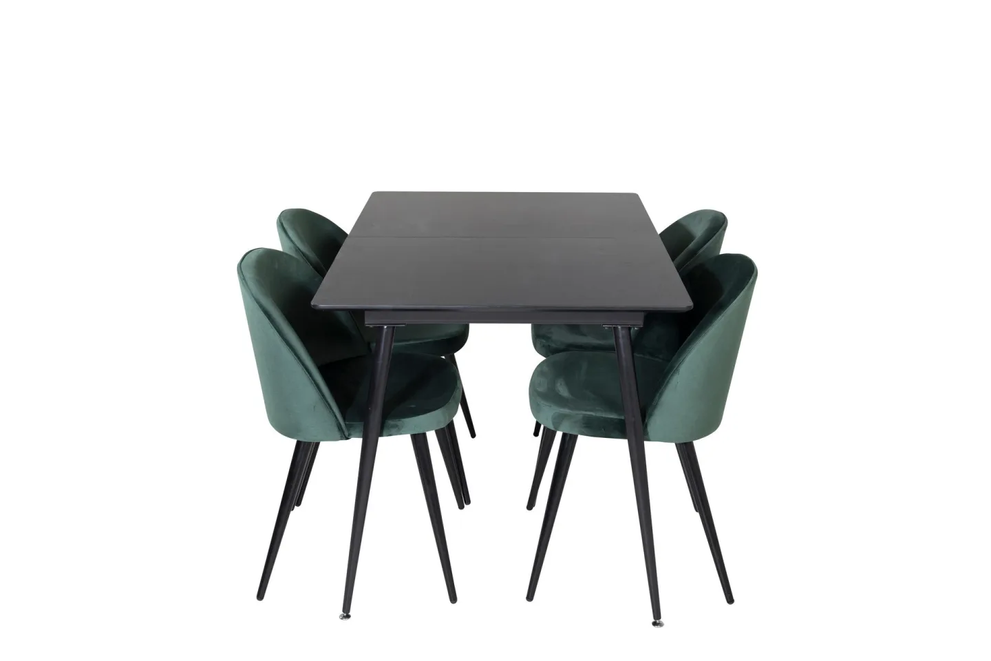 Silar Matgrupp Förlängningsbar 120 cm Rektangulär med 4 Velvet stolar - Svart