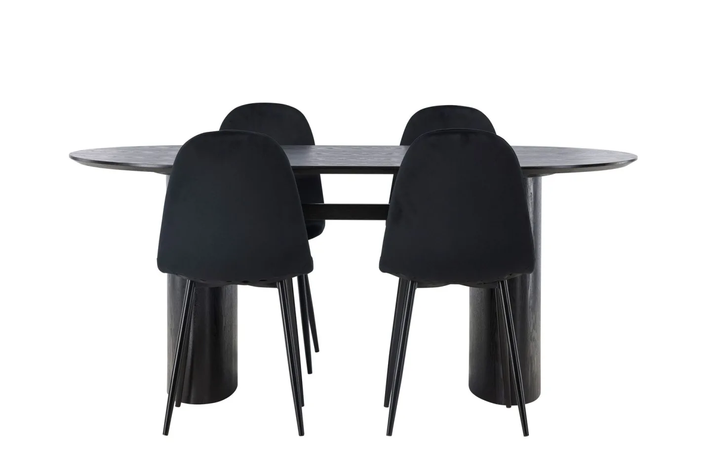 Isolde Matgrupp 180 cm Oval med 4 Polar stolar - Svart