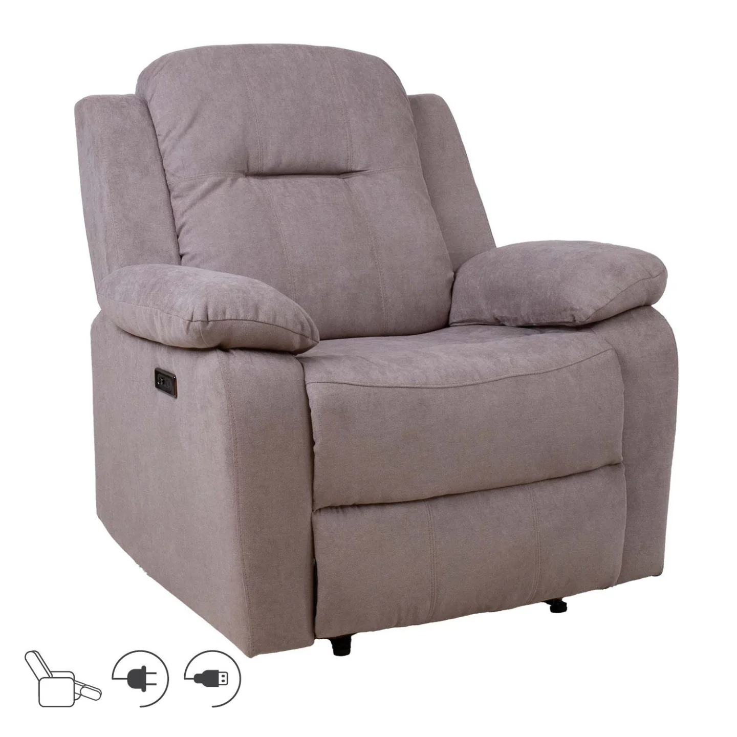 Reclinerfåtölj Ylmark med elektrisk mekanism - taupe