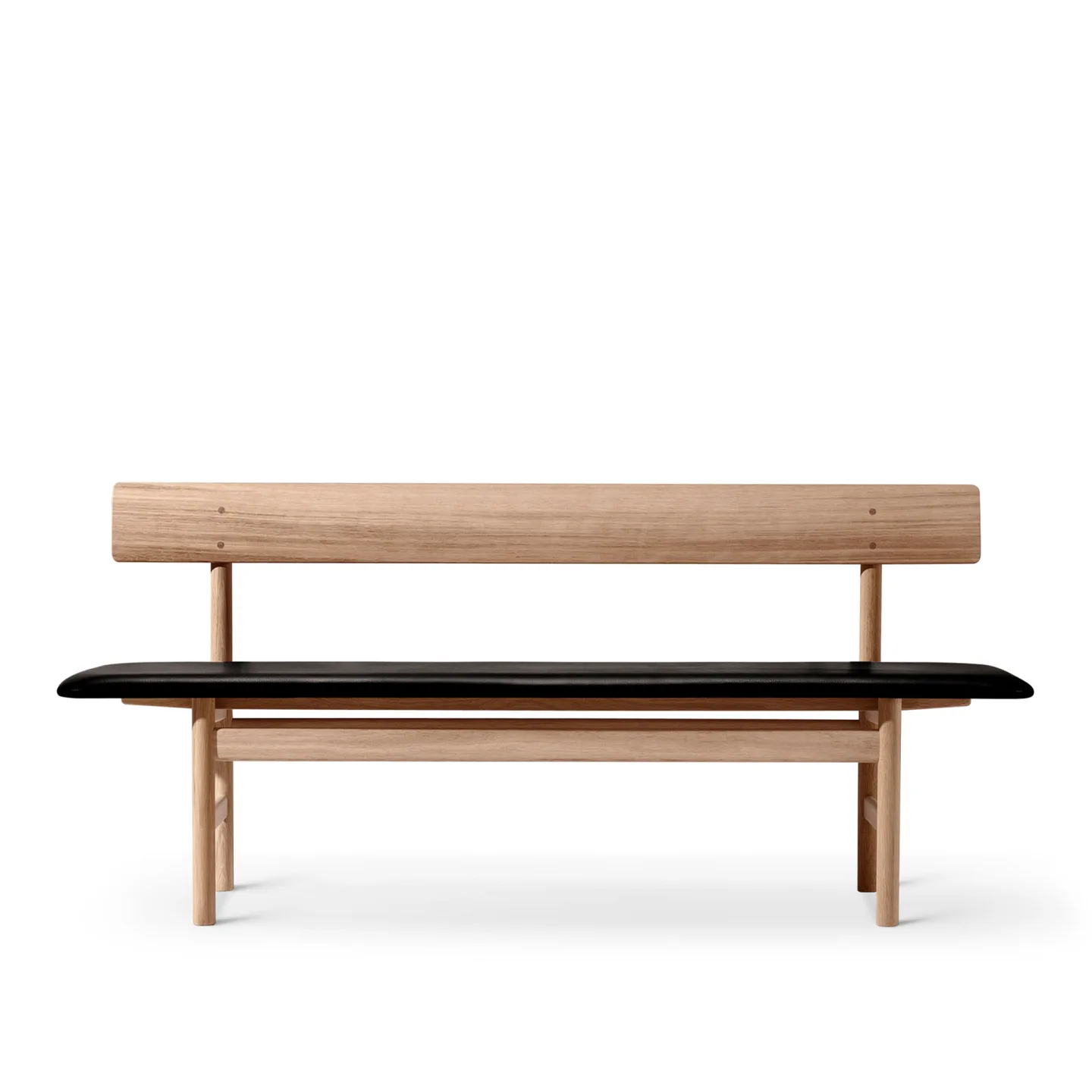 Fredericia Furniture - The Mogensen Bench, Oljad ek, Omni Black 301 - TV-bänkar - Børge Mogensen - Svart - Läder/Trä