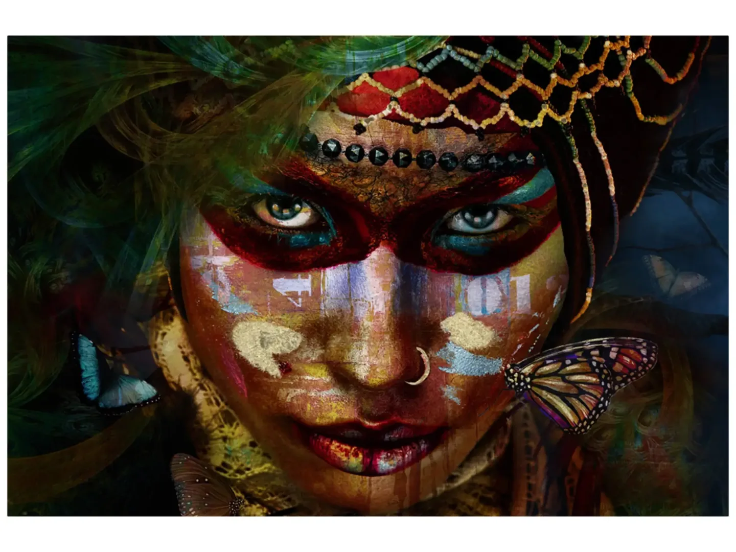 image LAND Digitaldruck auf Glas Frau mit Gesichtsbemalung | Schubiger Möbel