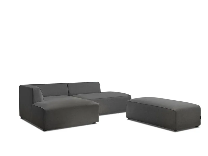 Ecksofa mit Hocker BOBOCHIC MEGEVE Stoff chiniert dunkelgrau