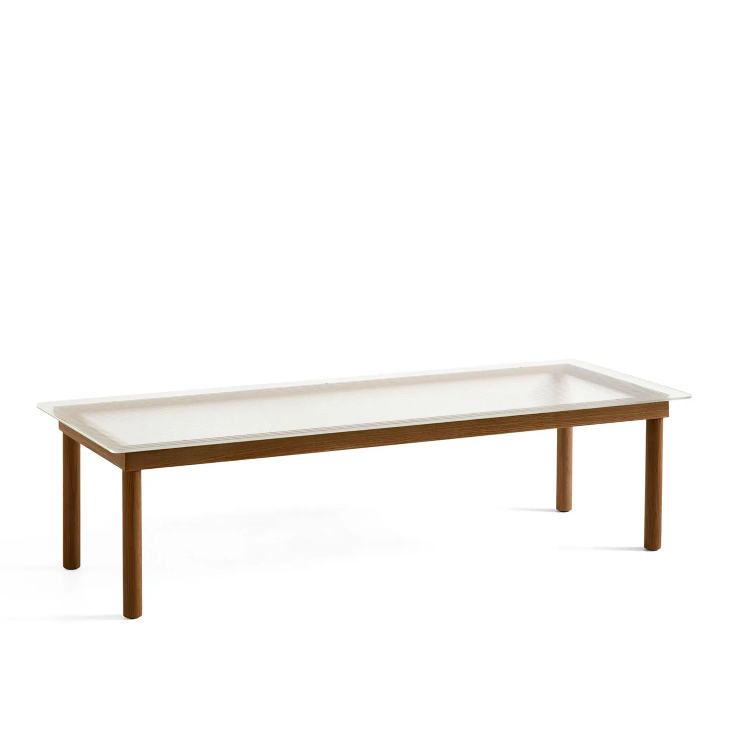 HAY - Kofi Water-Based Lacquered Walnut Frame W. Clear Reeded Glass Tabletop 140X50 - Soffbord - Martin Solem