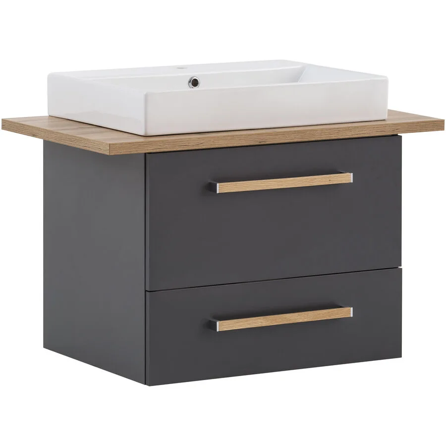 Waschtisch mit Lavabo Hartwich anthrazit Holzwerkstoff B 82 T 50 H 62 cm