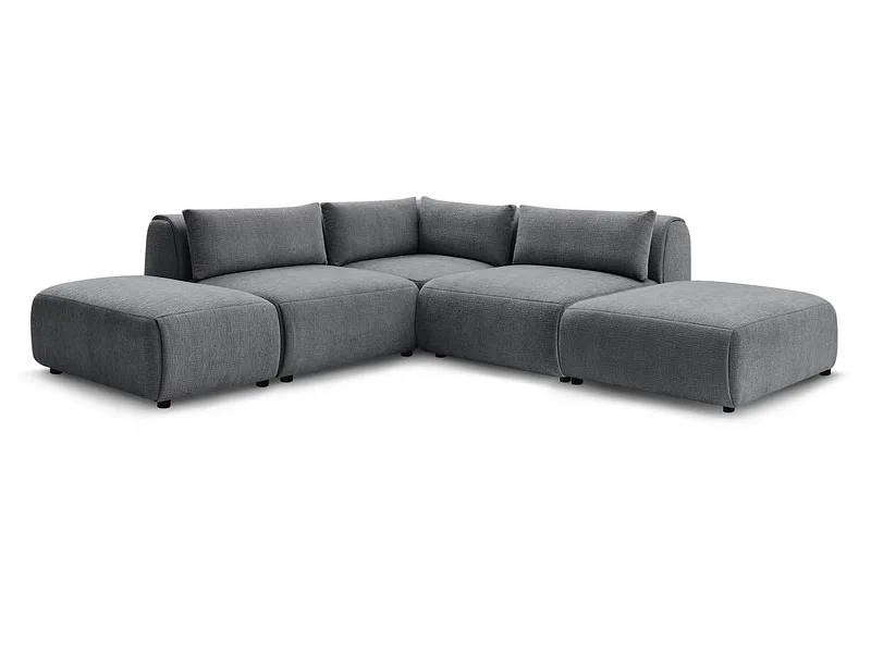 Ecksofa BOBOCHIC JEANNE Stoff mit Textur dunkelgrau