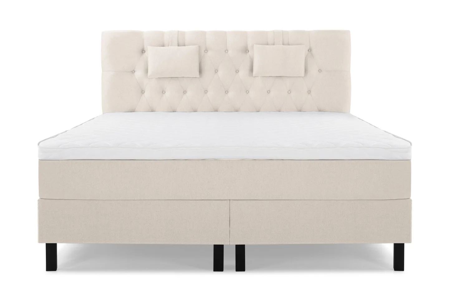 Lucky Komplett Sängpaket 160x200 Skum Diamant Sänggavel - Nackkudde Liten Beige