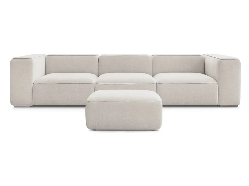 3er Sofa mit Hocker BOBOCHIC ZEPHYR Stoff mit Textur beige