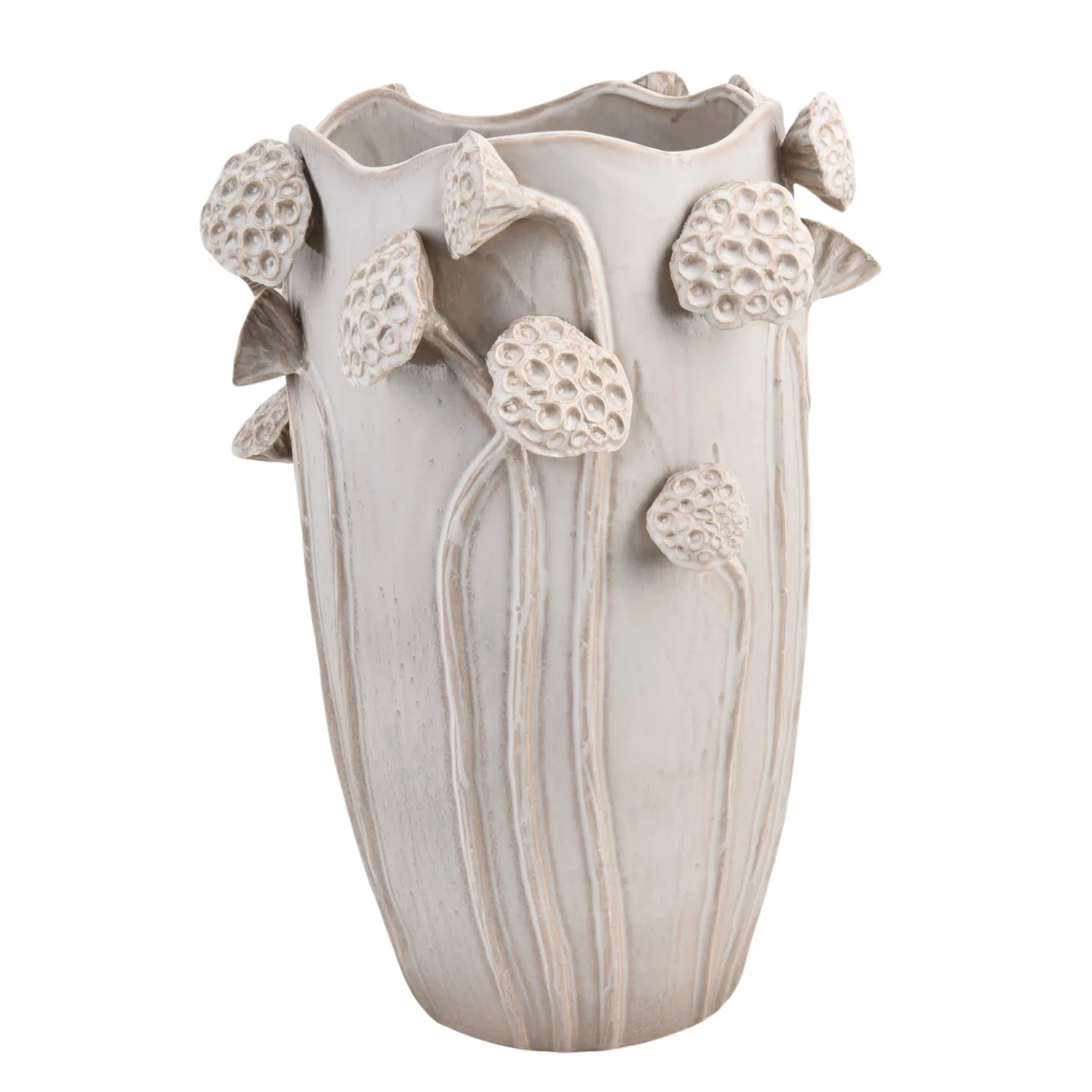 Kersten Vase Lotus Keramik, Weiss H: 35 cm | Schubiger Möbel