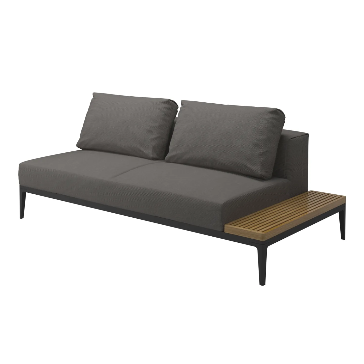 Gloster - Grid Right End Table Unit, Frame Meteor, Kat.C Robben Charcoal, Teak Platform - Soffor utomhus - Henrik Pedersen